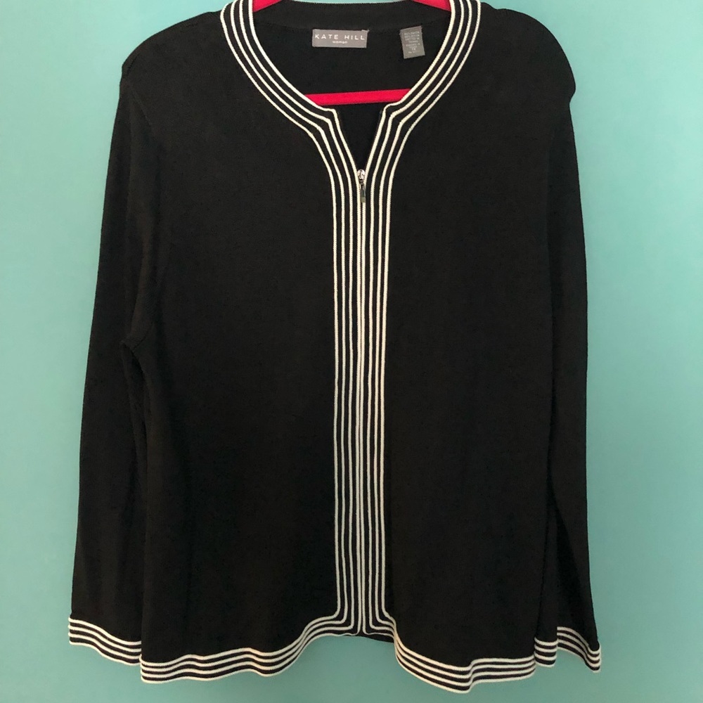 Vintage Kate Hill Zippered Knit Cardigan 1X